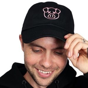 Shane Dawson Pig Hat Merch Logo Dad Hat Cap Black Pink Adjustable